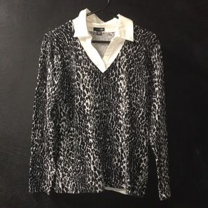 East 5th Cheetah Print w/Collar Long Sleeve Shirt